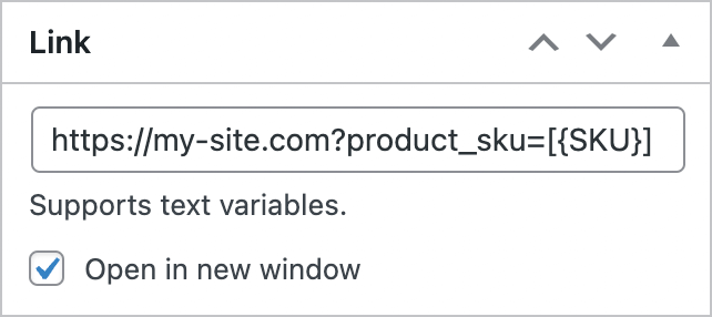 Example of label link option with text variable