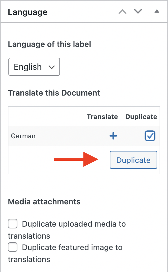 Duplicate labels settings for translation