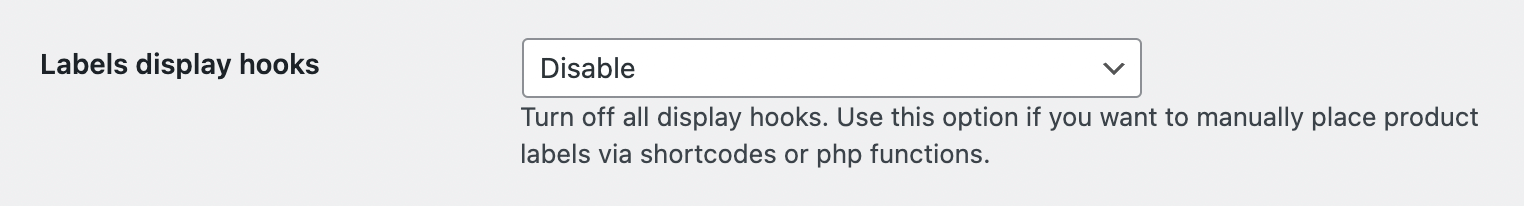 'Labels display hooks' option