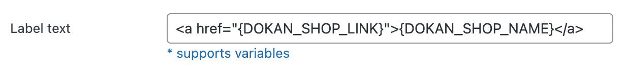 Shop name with shop link inside product label