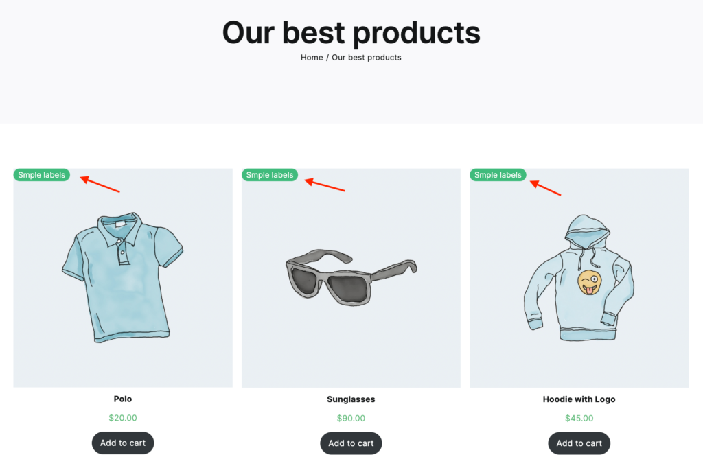Hand-picked Products block on site page