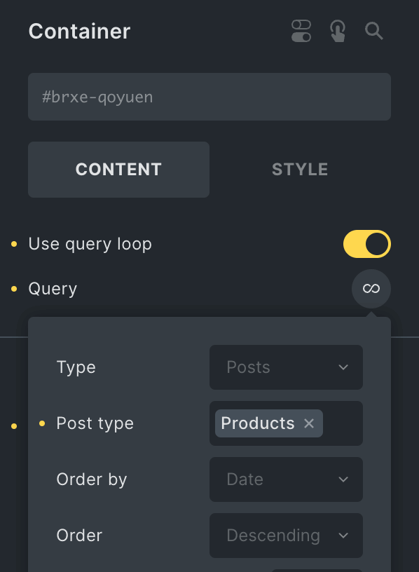 Container with custom query loop