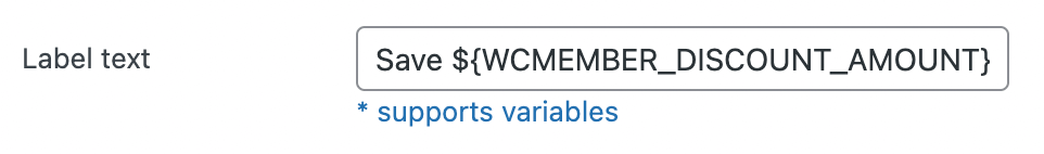 {WCMEMBER_DISCOUNT_AMOUNT} text variable
