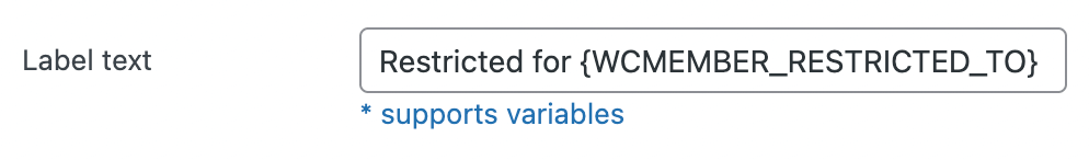 {WCMEMBER_RESTRICTED_TO} text variable