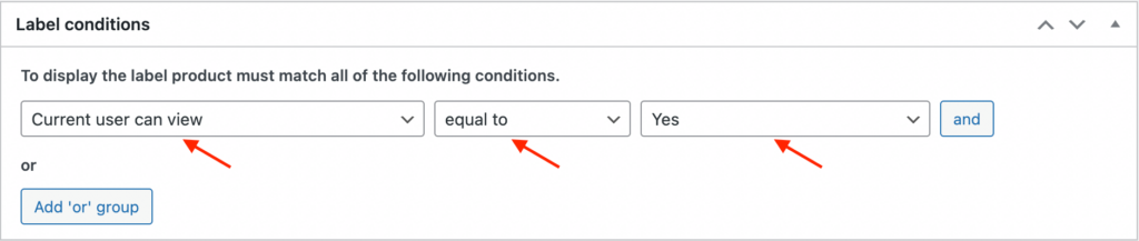 'Current user can view' label display condition