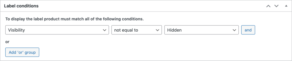 Label display conditions