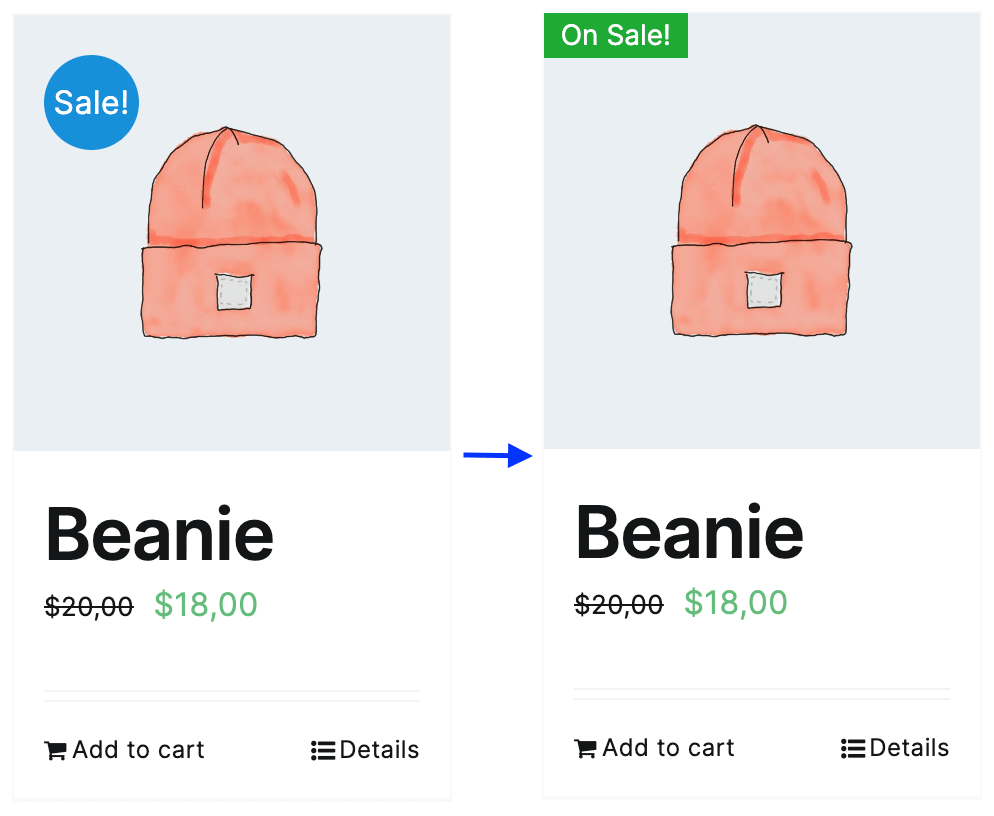 Replace the default on sale label with the new one.